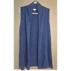 Kinross Cashmere Blue Duster Cardigan Luxury Layering with zippers Small EUC